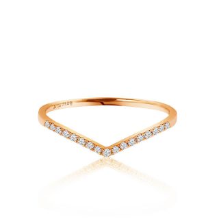 勝利V型線戒(玫瑰金)